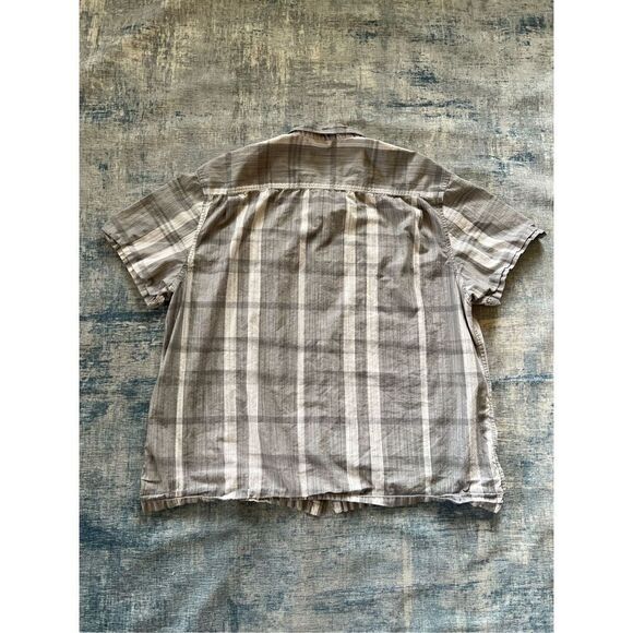 Calvin Klein Gray Stripe Plaid Classic Fit Button Front Short Sleeve Tee XXL - Picture 2 of 6